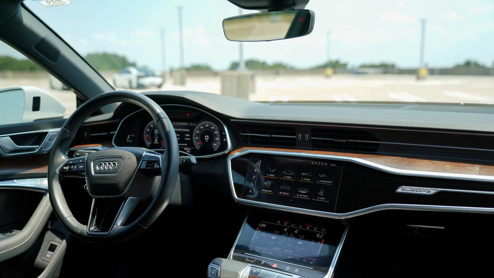 Audi S7 interior with Quattro dashboard and dual touchscreens