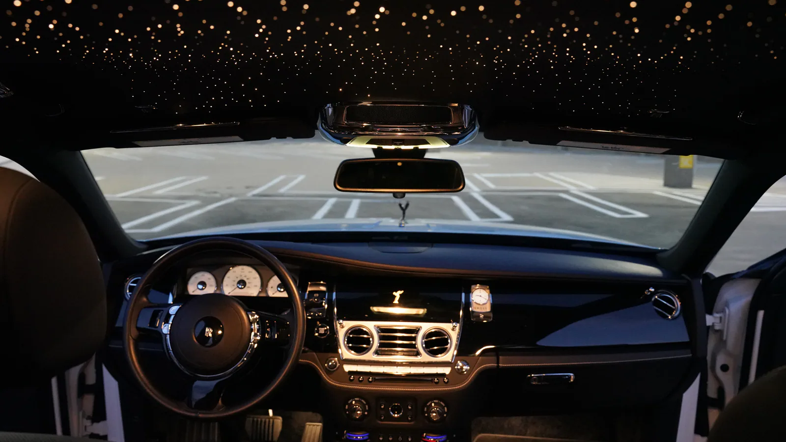 Rolls-Royce Ghost interior with illuminated starlight headliner